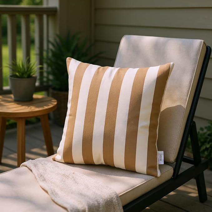 RSH DECOR: Sunbrella Square Throw Pillows Set of 4 | 24" x 24" | Water and Fade-Resistant Performance Fabric | Outdoor Pillow Covers with Down-Alternative Inserts | Maxim Heather Beige