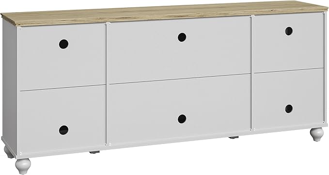 70" Vintage TV Stand with Carved Doors for TVs Up to 80" -Grayish-White