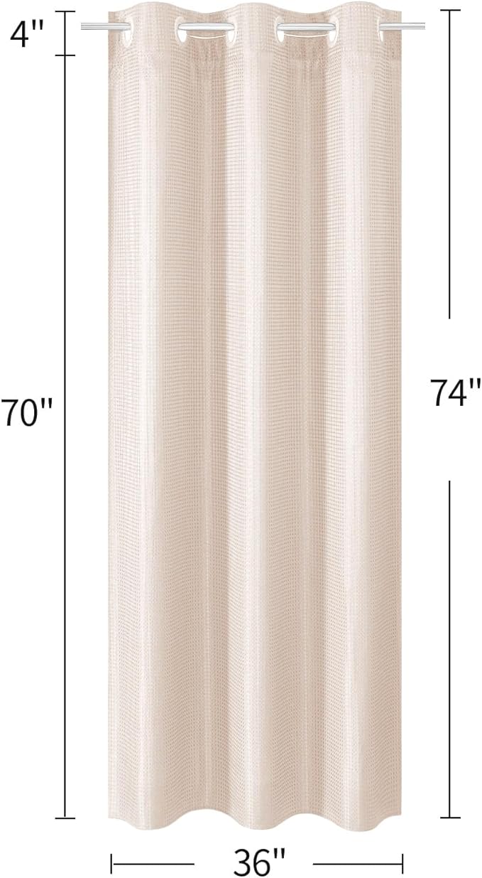 MitoVilla Pink Waffle Small Stall Shower Curtain 36 x 74, No Hooks Required Half Size Narrow Fabric Cloth Shower Curtain Set with Snap-in Liner for Modern Bathroom Decor, Blush Pink