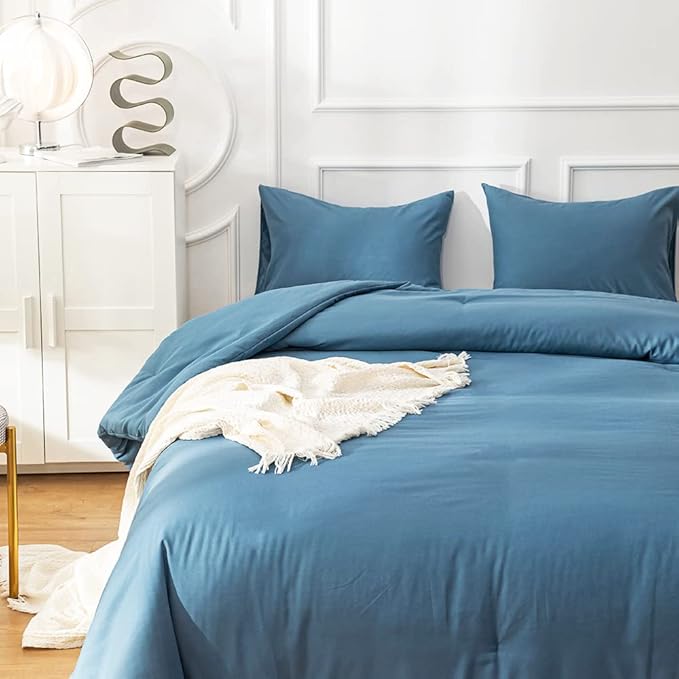 Blue Comforter Sets Twin Lake Blue Bedding Comforter Set Blanket Quilt Solid Color Modern Breathable Soft Mist Blue King Bedding Comforter Sets Twin Bed