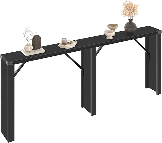 Console Table, 70.8" Long Behind Couch Sofa Table, Entryway Table, Farmhouse Console Table for Narrow Spaces, Hallway, Living Room, Black CT31BB