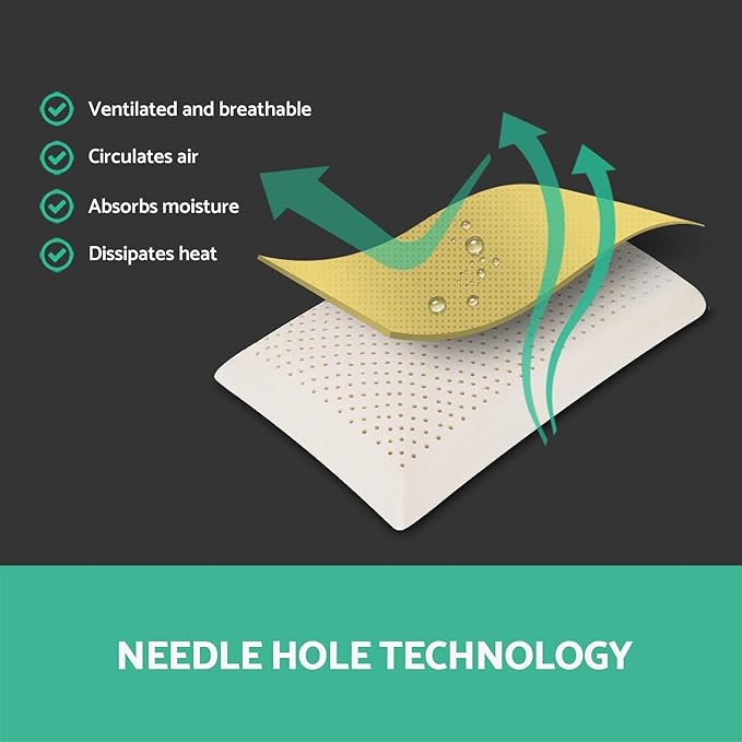 Talalay Latex Pillow, Luxury Queen Sleeping Bed Latex Foam Pillow for Side, Back, and Stomach Sleepers, Extra Soft, Removable Breathable Cotton Cover (Queen)