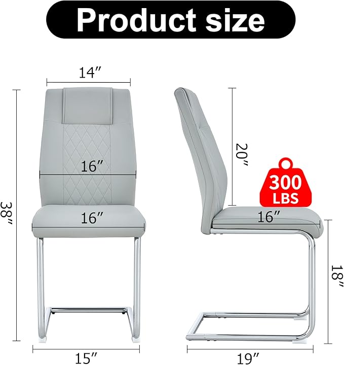 Dining Table Chairs Set for 4, Modern Rectangular Dining Room Table Set PU Leather Upholstered Dining Chairs 55" Dinner Table Set for Kitchen, Dining Room