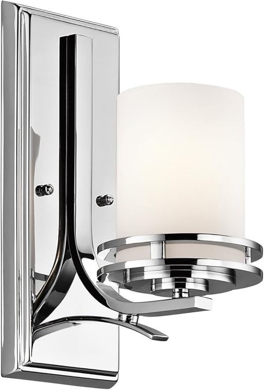 Kichler Hendrik 12" 1 Light Wall Sconce with Satin Etched Cased Opal Chrome
