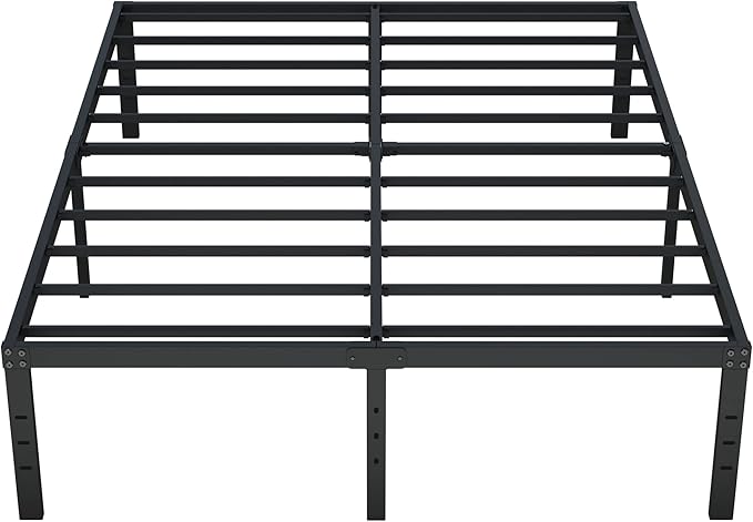 California King Bed Frames, 16 Inch Heavy Duty Metal Platform Support Up to 3000 lbs with Steel Slat, No Box Spring Needed, Easy Assembly, Noise Free, Black