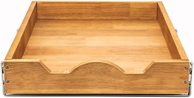 DINDON Pull Out Cabinet Organizer (17" W x 18" D) 1 Tier，Single Tier Oak Wood Under Cabinet Slide Out Shelf Drawer Box…