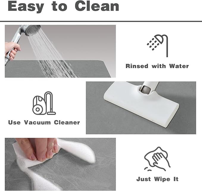 Bathroom Mat Quick Dry, Bathroom Rugs Non Slip Washable Thin Absorbent Bath Mat Fits Under Door Bathroom Floor Mat Perfect for Bath, Shower, or Sink 24"x48" Light Grey