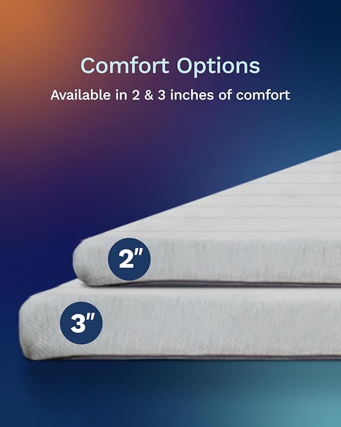 ViscoSoft Dusk 2-Inch Memory Foam Mattress Topper - Queen Mattress Topper, Washable Cover, Cooling & Back Pain Relief, CertiPUR-US Performance Tested and Certified Foam