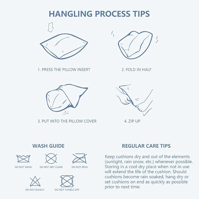 LVTXIII Outdoor Throw Pillows, Decorative Throw Pillows with Inserts, 16"x16" Square Pillows for Bed, Couch, Sofa and Patio Furniture, Set of 2, Palm Blue