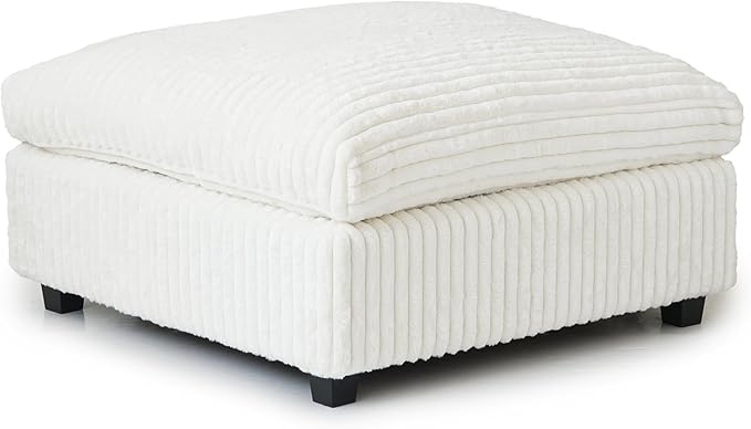 JACH 39.37" Modern Comfy Ottoman for Living Room, Oversized Ottoman Footstool, Cushion Covers Removable, Minimalist Ottomans for Party Bedroom Apartment (Beige)