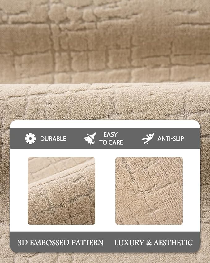 AMOAMI-Bath Mat-Absorbent Quick Dry Bathroom Floor Mats-Washable Rubber Backing Bath Mats for Bathroom Rugs Fit Under Door-Bath Rug for in Front of Sink Bathtub Shower Room, Camel 24''x70''