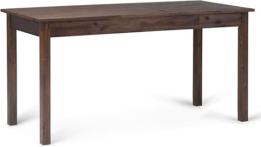 SIMPLIHOME Monroe Desk - 60-Inch Wide Solid Acacia Wood Writing Desk in Distressed Charcoal Brown, Rustic Contemporary Home Office Computer Table with Storage and Built-In USB and Power Outlet