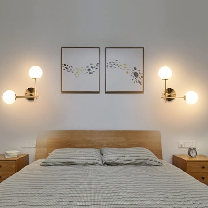 Gold Globe Wall Sconce, 7.5" W x 20" H, G9 Base, Compatible with LED or Halogen Bulbs, Perfect for Bathroom, Kitchen, Living Room, Home Office, Lobby, Bedroom