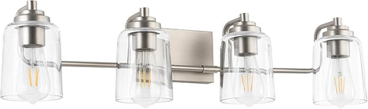 SOLFART Brushed Nickel 4-Light Vintage Vanity Light Fixtures for Bathroom, 13.4 x 7.1 x 7.7 inches