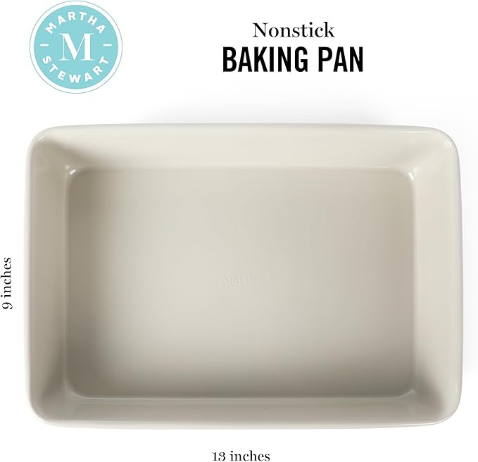 Martha Stewart Gallen 13 x 9 Inch Rectangular Nonstick Carbon Steel Cake/Baking Pan- Cool Grey