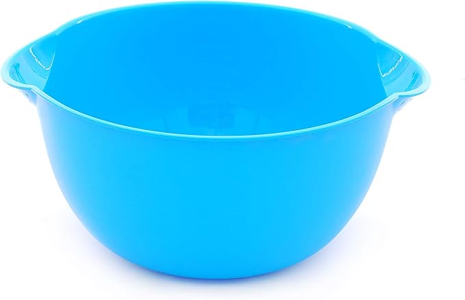 Mintra Home Mixing Bowl w/Colander (Large 4.5L, Blue) - For Washing & Draining Fruits And Vegetables - Heavy Duty Plastic for Baking, Cooking Supplies - Dishwasher Safe
