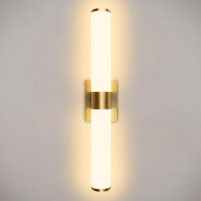 Kalium 24in Modern Wall Sconces, Dimmable Bathroom Vanity Lights, 3000K Warm White LED Indoor Sconces Lighting for Bathroom, Stairs, Living Room, Bedroom. Hardwired.