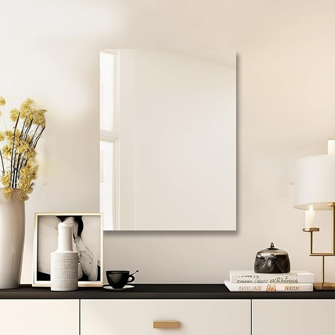 Mirrorons Bathroom Vanity Mirror 18" x 24", Frameless Mirror with Polished Edge, Hangs Horizontally or Vertically. Upgraded Shatterproof Bathroom Mirror for Wall.