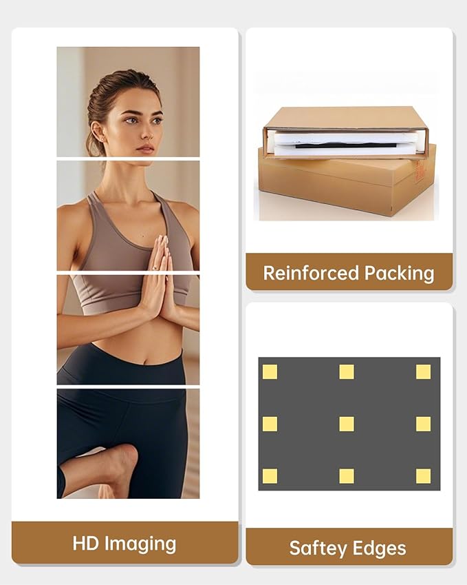 12" x 12" 4Pcs Full Length Wall Mirror Tiles, Frameless Wall Mounted Mirror Glass Wall Peel and Stick Mirror for Home Gym, Door, Bedroom, Living Room (12" x 12"-4PCS)