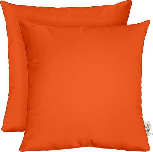 RSH DECOR: Sunbrella Square Throw Pillows Set of 2 | 17" x 17" | Water and Fade-Resistant Performance Fabric | Outdoor Pillow Covers with Down-Alternative Inserts | Canvas Melon