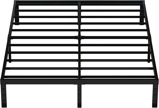 12 Inch Bed Frame Queen Size No Box Spring Needed, Heavy Duty Queen Platform Metal Bed Frame Support Up to 3000 lbs, Easy Assembly, Noise Free, Black