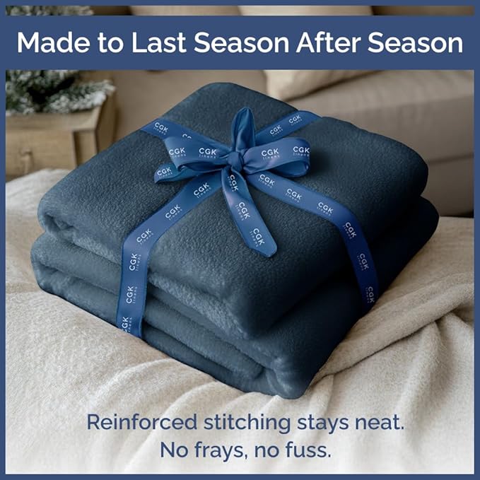 Ultra Soft Fleece Blanket Queen Size - Flannel Fleece Luxury Queen Blanket - Lightweight for Couch Bed Chair - Thick, Warm and Breathable - All Season Cozy Fuzzy, Anti-Static Microplush Bedding, Navy