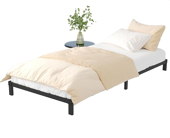 8 Inch Twin Bed Frame No Box Spring Needed, Heavy Duty Metal Platform Bed Frame Twin Size Support Up to 2500 lbs, Easy Assembly, Noise Free, Black