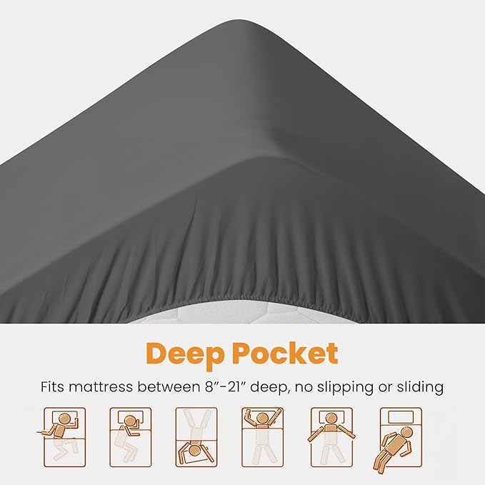 MATBEBY Full XL Mattress Pad - Cooling Breathable Mattress Topper, Quilted Fitted Mattress Protector, Pillow Top Mattress Cover with 8-21" Deep Pocket, Machine Washable, Dark Grey, Full Extra Long