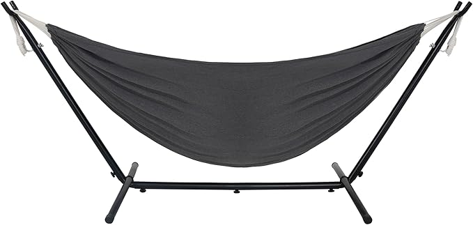 Lazy Daze Hammocks Double Hammock with 9ft Space-Saving Steel Stand Includes Portable Carrying Case, 450 Pounds Capacity (Dark Grey)