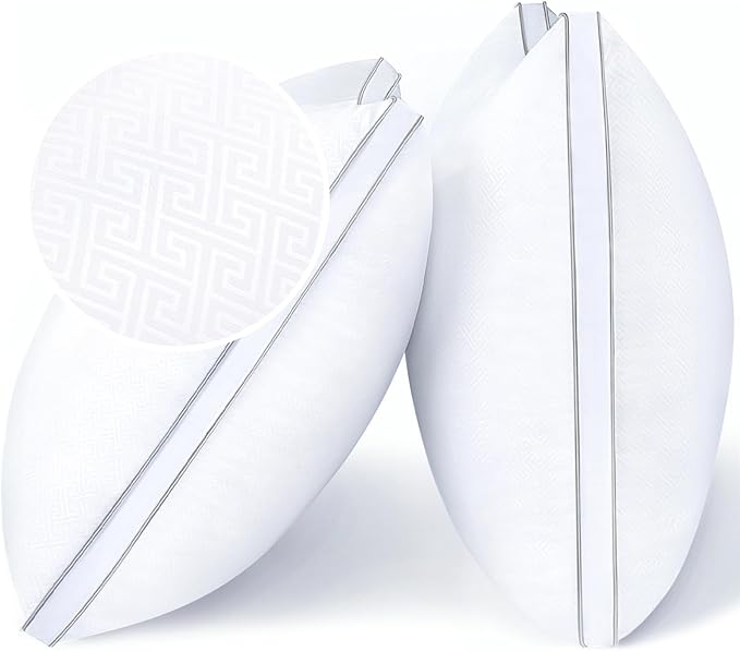 viewstar Bed Pillows Standard Size Set of 2, Hotel Cooling Down Alternative Gusseted Pillows for Side, Back, or Stomach Sleepers, White