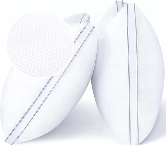 viewstar Bed Pillows Standard Size Set of 2, Hotel Cooling Down Alternative Gusseted Pillows for Side, Back, or Stomach Sleepers, White