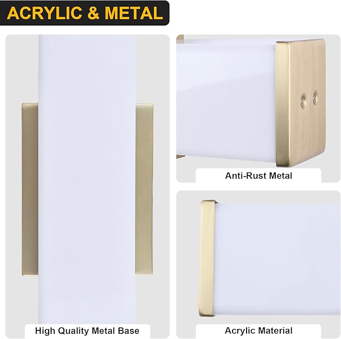 Kalium 16in Modern Wall Sconces, Dimmable Bathroom Vanity Lights, 3000K Warm White LED Indoor Sconces Lighting for Bathroom, Stairs, Living Room, Bedroom. Hardwired.