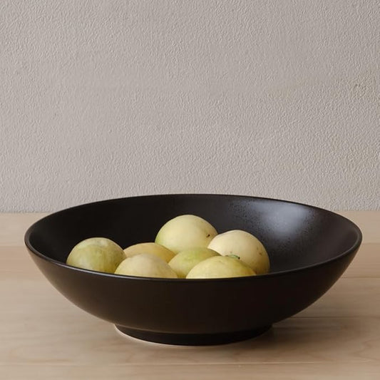 WENSHUO Large Salad Bowl, Ceramic Stoneware with Reactive Glaze, Serving & Mixing, 2Qt (Ink Spot Brown) (Ink Spot Brown)