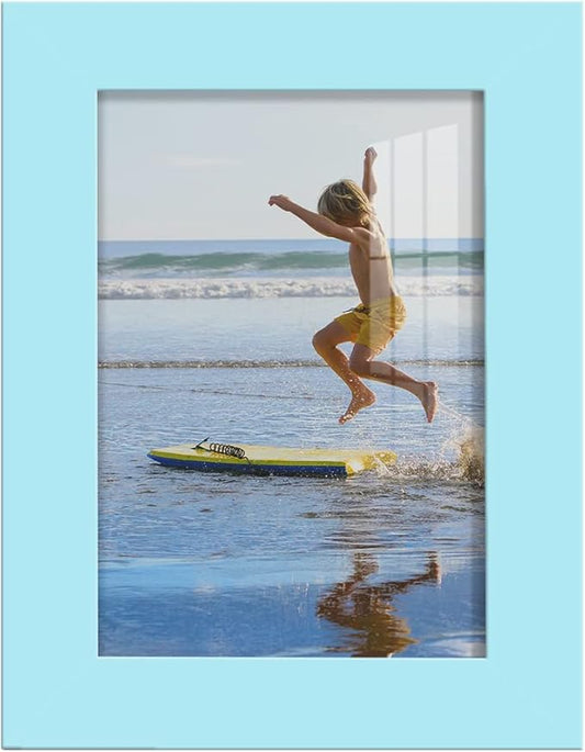 Renditions Gallery 3.5x5 inch Picture Frame High-end Modern Style, Made of Solid Wood and High Definition Glass Ready for Wall and Tabletop Photo Display, Blue Frame