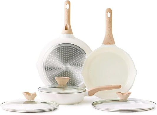 Ceramic Nonstick Frying Pan Skillet Set with Lid, 3 Piece Ceramic Pans for Cooking Non Toxic, Healthy Induction Cookware, Stay-Cool Handle, PFOA & PFAS Free (9.5 Inch, 11 Inch, 12.5 Inch)