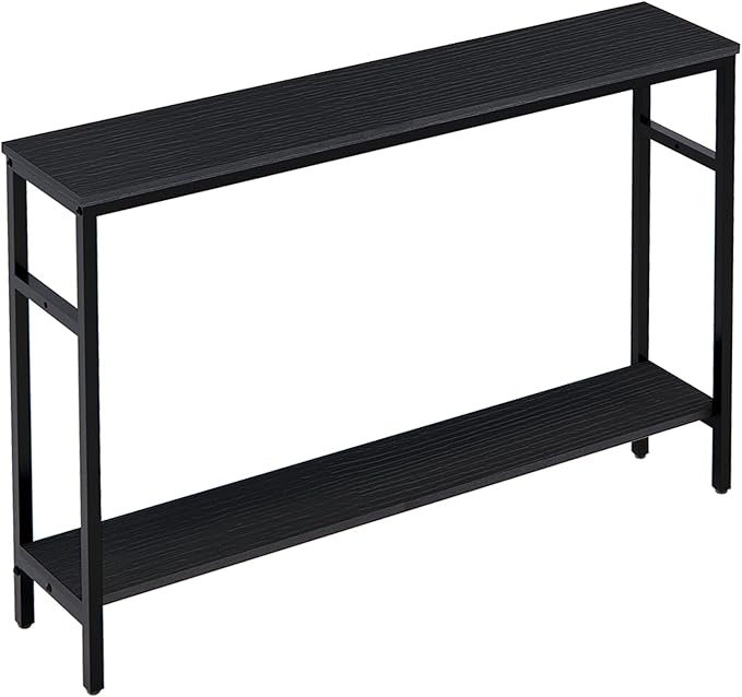 Narrow Console Table, 47 Inch Sofa Table with Adjustable Shelf, 2-Tier Long Skinny Table for Hallway, Entryway, Living Room, Foyer, Black