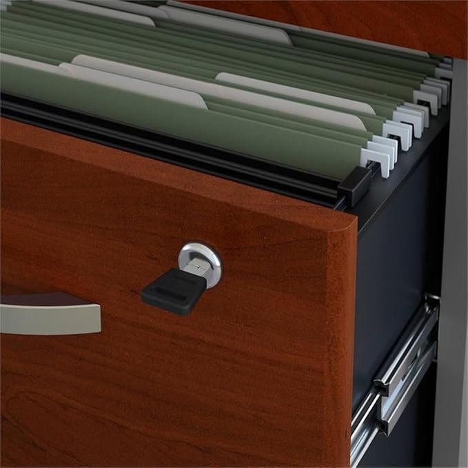 Bush Business Furniture Series C 72W Office Desk with Bookcase and File Cabinets in Hansen Cherry