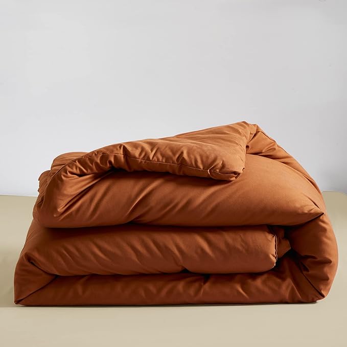 Luxlovery Burnt Orange Comforter Set Queen Rust Bedding Comforter Set Full Caramel Cozy Blanket Quilts Solid Color Reddish Brown 3 Piece Comforter Set for Women Men