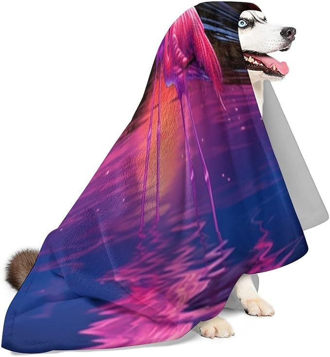 Flamingo Reflection Sunset Kid Large Dog Wearable Fleece Pet Throw Blanket for Couch Car Bed Crate, Soft Cozy Girl Boy Blanket 40x50 in