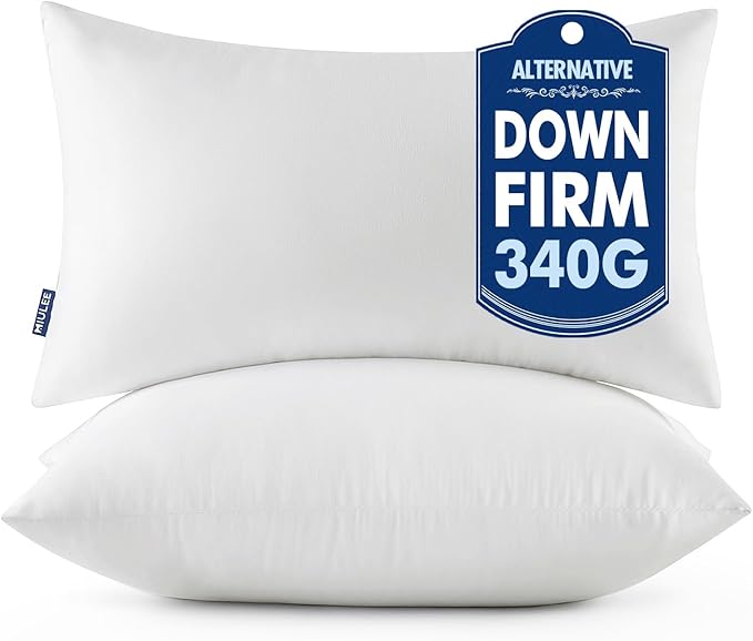 MIULEE Throw Pillows Inserts, Pack of 2 12x24 Inch 100% Virgin Fiber Filling Bed Couch Pillows