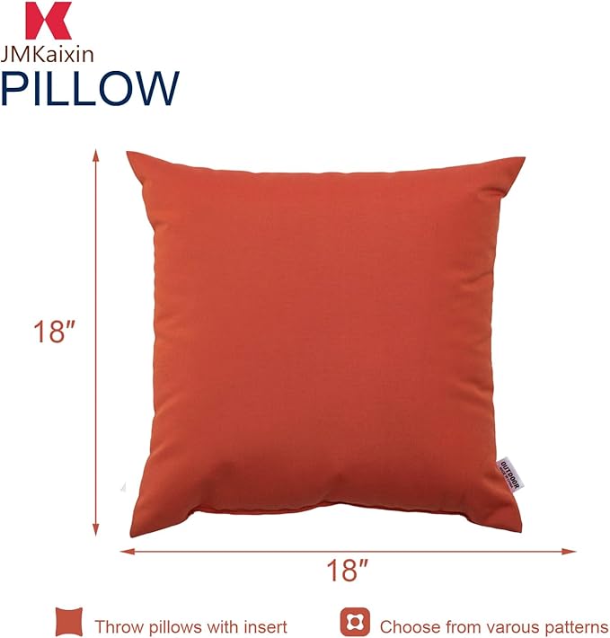 Outdoor/Indoor Throw Pillows, Pack of 2 Waterproof Decorative Throw Pillows with Inserts, 18”x18” Square Pillows for Bed, Couch, Sofa and Patio Furniture