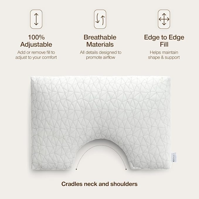 Coop Home Goods Original Cut-Out Adjustable Pillow, Queen Size Bed Pillows for Neck & Head Support, Memory Foam Pillows - Medium Firm for Side Sleeper, CertiPUR-US/GREENGUARD Gold