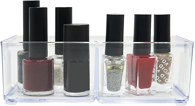 carrotez 2 Compartment Clear Plastic Drawer Organizer for Makeup, Bathroom, Desk, Vanity