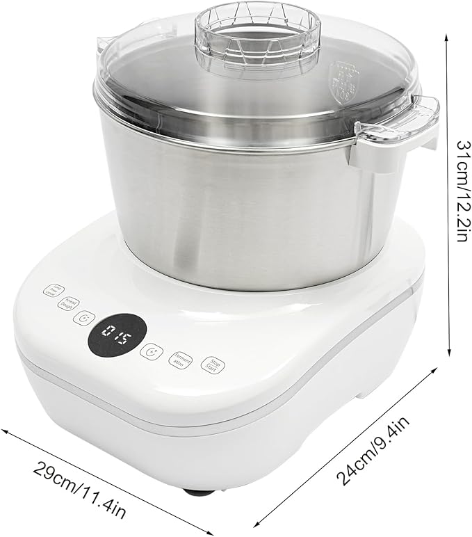 Electric Dough Maker with Ferment Function 5L/4.5QT Dough Mixer Machine, Automatic Stainless Steel Flour Kneading Machine with Microcomputer Timer, Tabletop Split Design Dough Mixer (White)