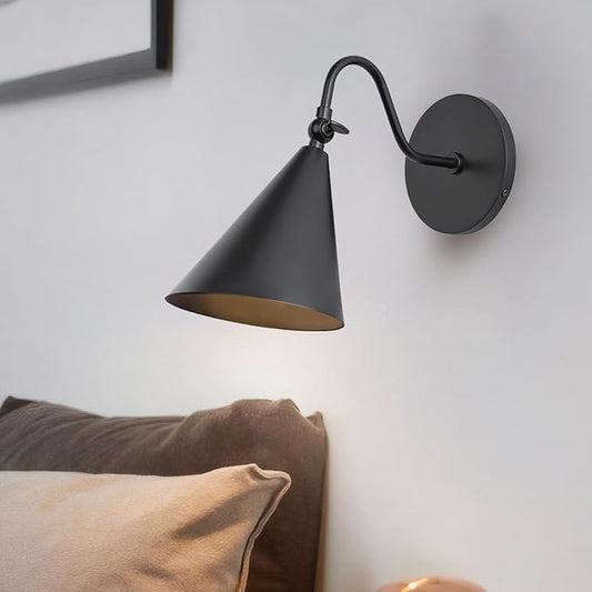 Modern Soft Black Wall Sconces with Movable Metal Shape, Goose Neck Style Metal Bedside Lamp Wall Light Fixture, Room Decor Picture Light, Bedroom Decor Reading Light, Wall lamp for Bathroom