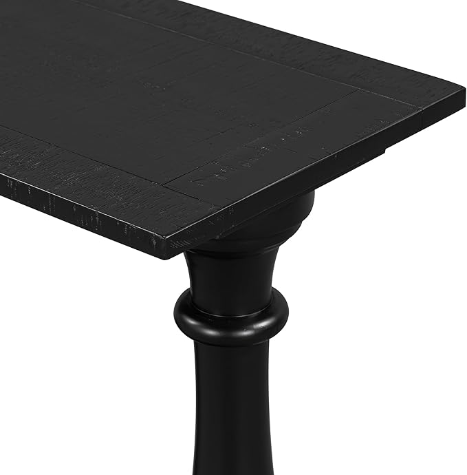 63 Inch Console Table with 2 Vase-Leg, Vintage Wood Grain Sofa Table Behind Couch, Narrow Entryway Accent Table for Living Room, Entrance, Hallway, Foyer, Bedroom, Apartments, Black