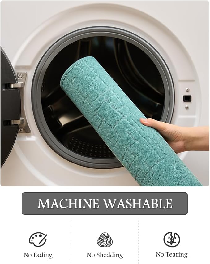 AMOAMI-Bath Mat-Absorbent Quick Dry Bathroom Floor Mats-Washable Rubber Backing Bath Mats for Bathroom Rugs Fit Under Door-Bath Rug for in Front of Sink Bathtub Shower Room, Lake 24''x70''