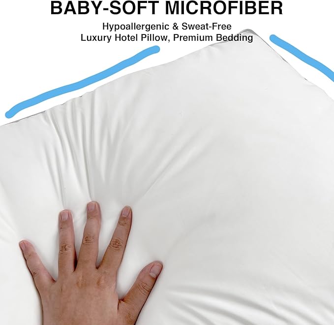 Bed Pillow for Neck Pain Relief, Slow Rebound Orthopedic Support Down Alternative Super Soft Pillows for Sleeping, Standard Size Hotel Pillow for Side & Back Sleepers