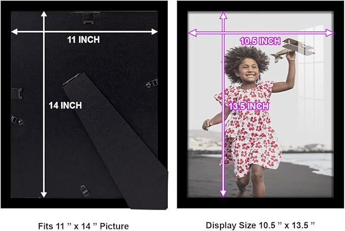 Renditions Gallery 11x14 inch Picture Frame High-end Modern Style, Made of Solid Wood and High Definition Glass Ready for Wall and Tabletop Photo Display, Black Frame