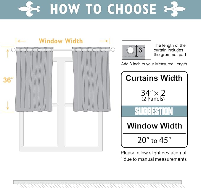 ChrisDowa Small Window Curtains 36 inches Long for Bedroom - Grommet Short Thermal Insulated Room Darkening Curtains for Kitchen (2 Panels, Biscotti Beige, 34 x 36 Inch)